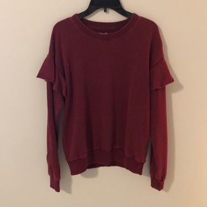 Brand new maroon aerie ruffle sweatshirt
